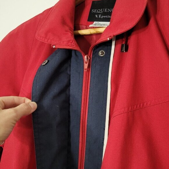 Sequence VI Petite 90s Red Vented Classic Jacket Zippered Outerwear Drawstring S - Picture 3 of 9